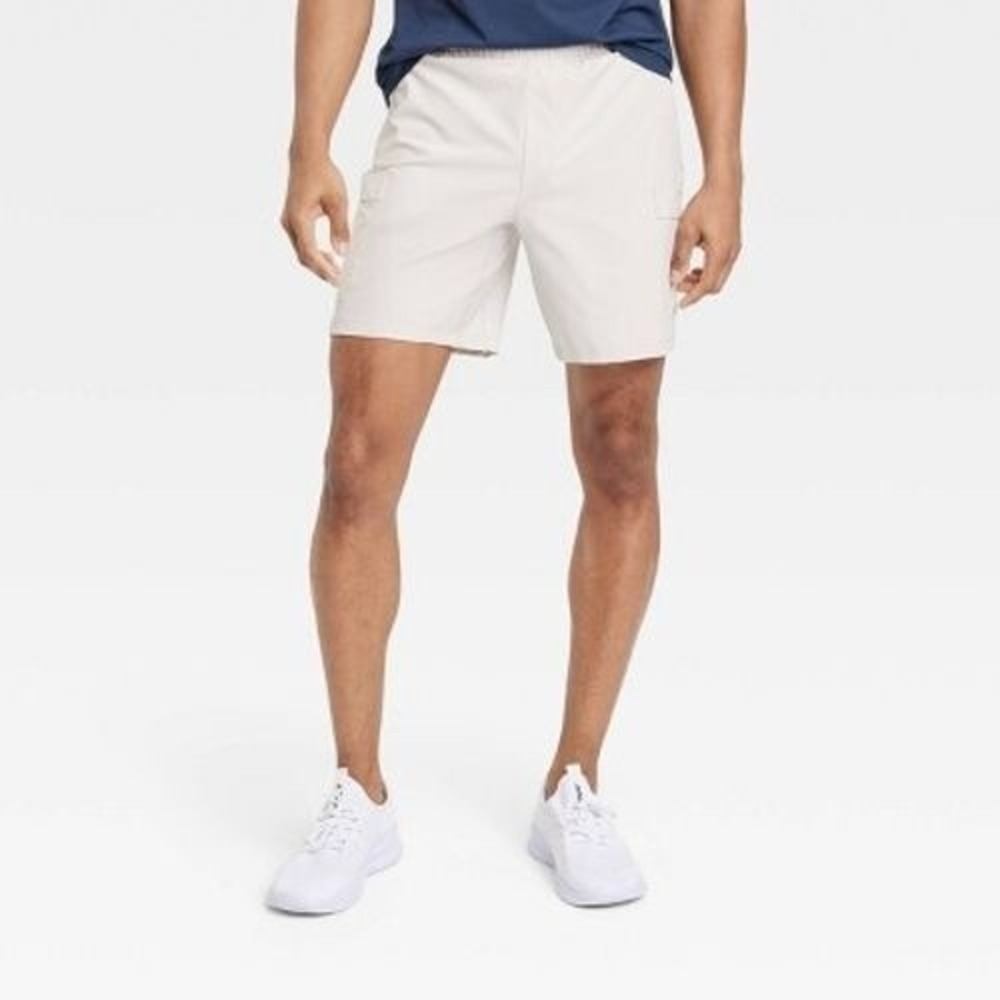 Mens Beige Hybrid Cargo Shorts Size‎ Small 7"- All In Motion Gray